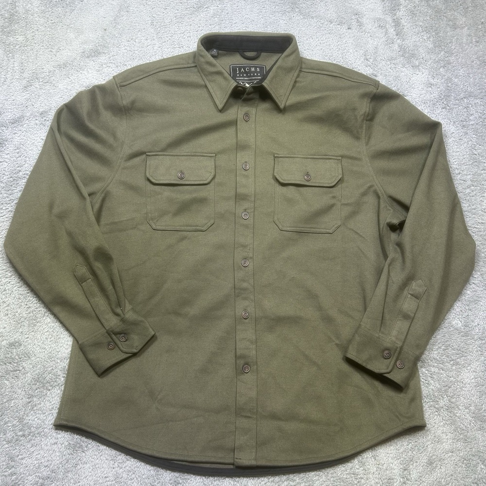 Jachs New York Shirt Men's XL Green Heavyweight Button Up Brushed Flannel EUC
